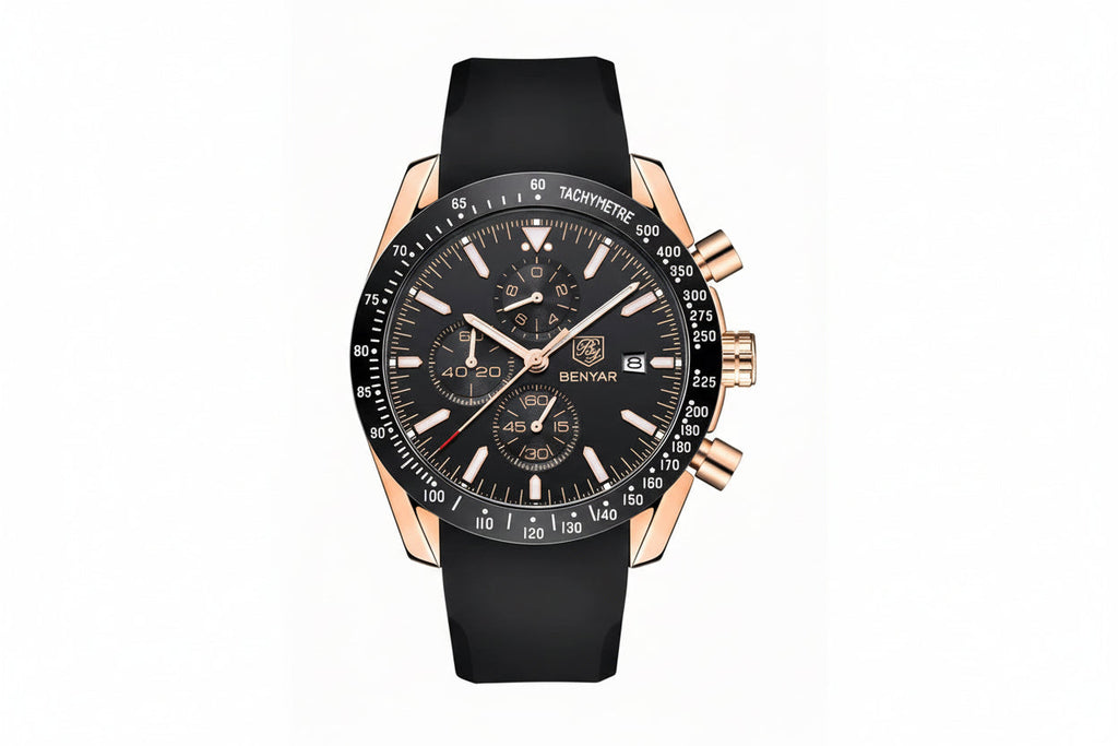 BENYAR BY-5140 Men's Casual Quartz Watch with gold black dial