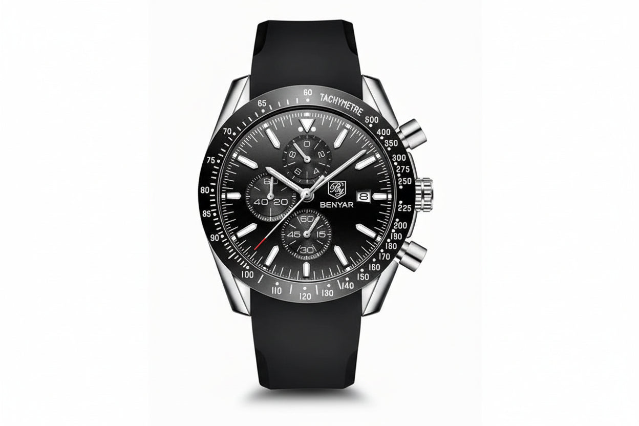 BENYAR BY-5140 Men's Casual Quartz Watch with silver black dial