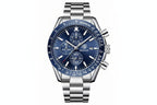 BENYAR BY-5140 Men's Casual Quartz Watch with silver blue dial, detail view
