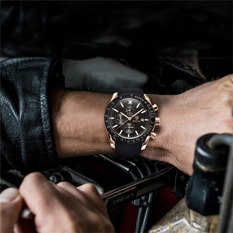 BENYAR BY-5140 Men's Casual Quartz Watch, caseback view