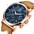 BENYAR BY-5160 Men's Sport Chronograph Watch - Leather, angled view