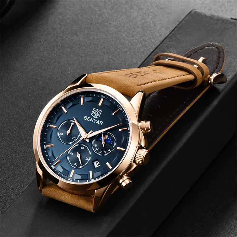 BENYAR BY-5160 Men's Sport Chronograph Watch - Leather, detail view