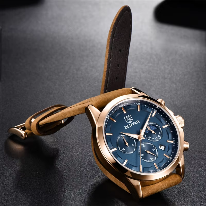 BENYAR BY-5160 Men's Sport Chronograph Watch - Leather, side view