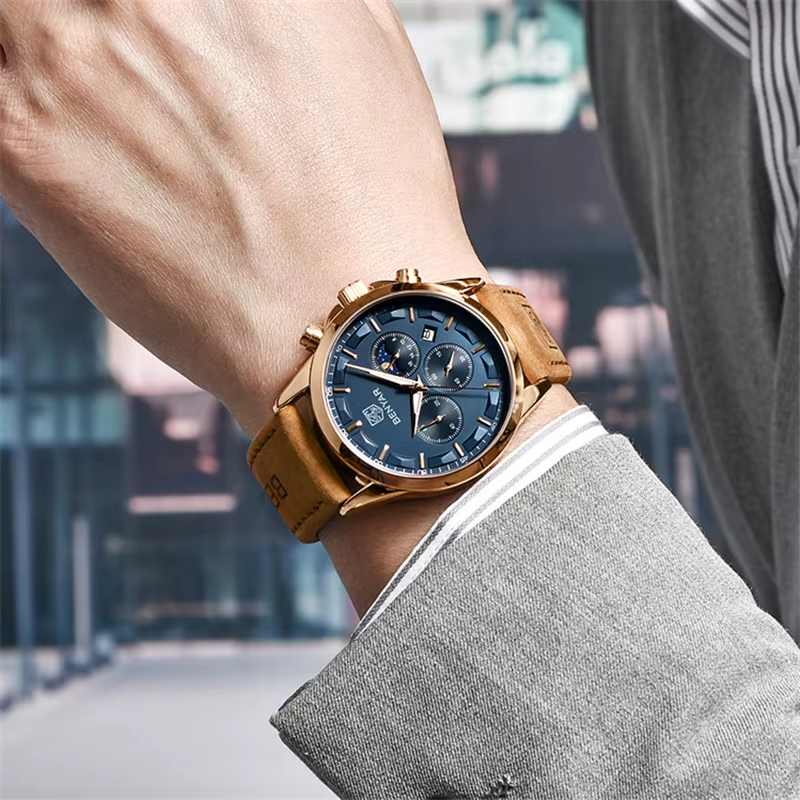 BENYAR BY-5160 Men's Sport Chronograph Watch - Leather, caseback view
