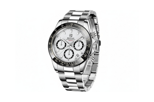 BENYAR BY-5169, Men's Quartz Watch with white dial, side view