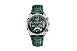BENYAR BY-5171 Men's Quartz Sports Chronograph Watch - Leather with silver green dial, lifestyle shot
