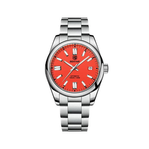 BENYAR BY-5185 Men's Automatic Watch with red dial, side view