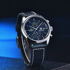 BENYAR  BY-5187 Leather Men's Quartz Watch, shown on wrist