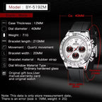 BENYAR BY-5192 Men's Quartz Watch Silicone Strap, caseback view