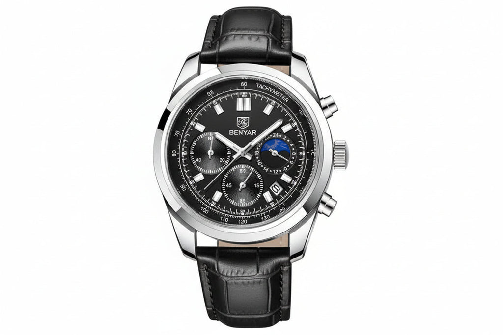 BENYAR BY-5193 Men's Sport Watch Chronograph - Leather with black dial