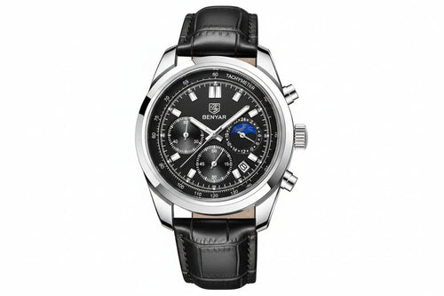 BENYAR BY-5193 Men's Sport Watch Chronograph - Leather with black dial