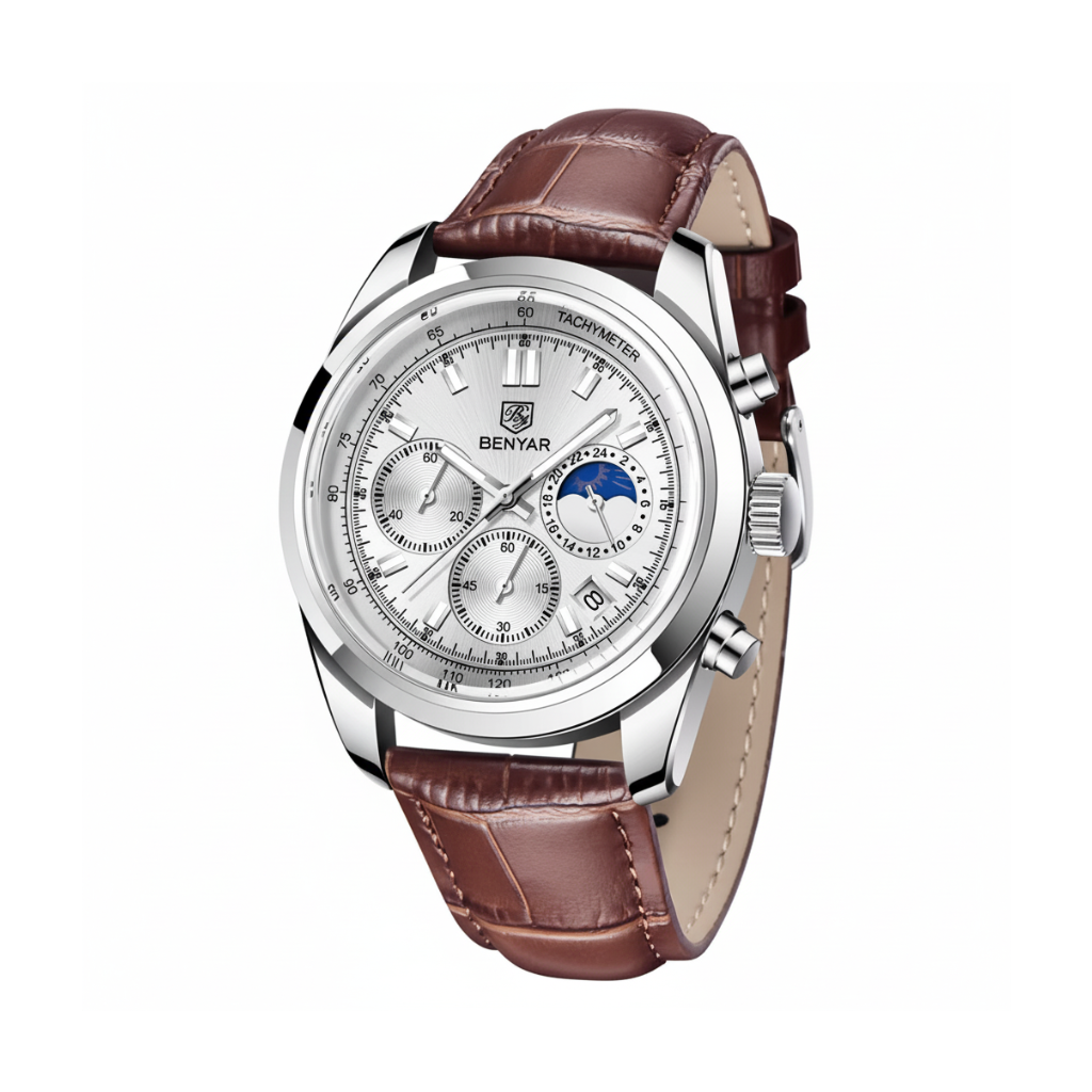 BENYAR BY-5193 Men's Sport Watch Chronograph - Leather with brown dial
