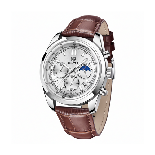 BENYAR BY-5193 Men's Sport Watch Chronograph - Leather with brown dial