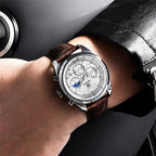 BENYAR BY-5193 Men's Sport Watch Chronograph - Leather, caseback view