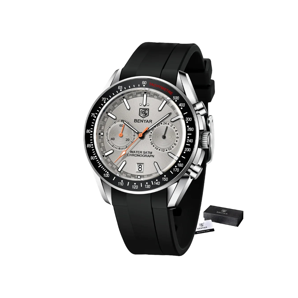 BENYAR BY-5194 Men's Quartz Chronograph Watch with black grey dial