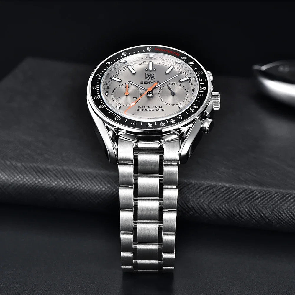 BENYAR BY-5194 Men's Quartz Chronograph Watch, caseback view