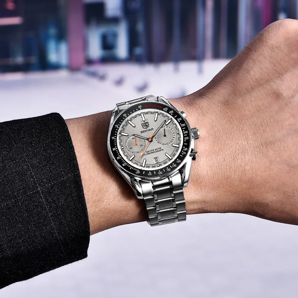 BENYAR BY-5194 Men's Quartz Chronograph Watch, shown on wrist
