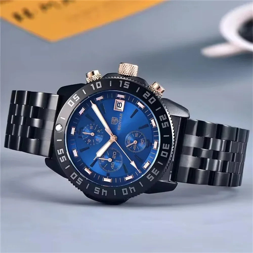 BENYAR BY-5198 Men's Quartz Sports Chronograph Watch, detail view