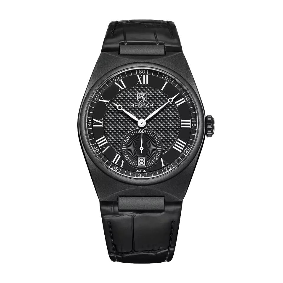 BENYAR 5199 Simple Calendar with all black dial, side view
