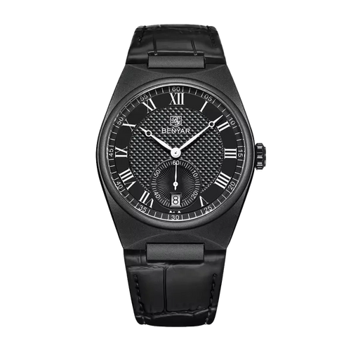 BENYAR 5199 Simple Calendar with all black dial, side view