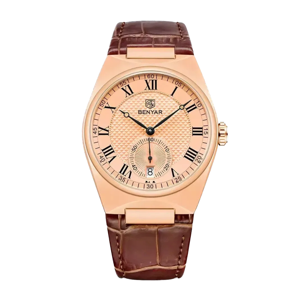 BENYAR 5199 Simple Calendar with gold dial
