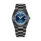 Benyar BY-5203 automatic watch with blue dial and black case front view