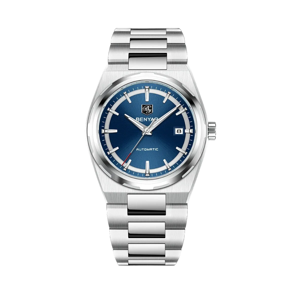 BENYAR BY5203 38MM with blue silver dial, detail view