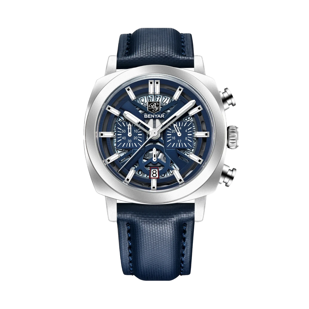 BENYAR BY-5205 43MM Chronograph with navy dial, detail view