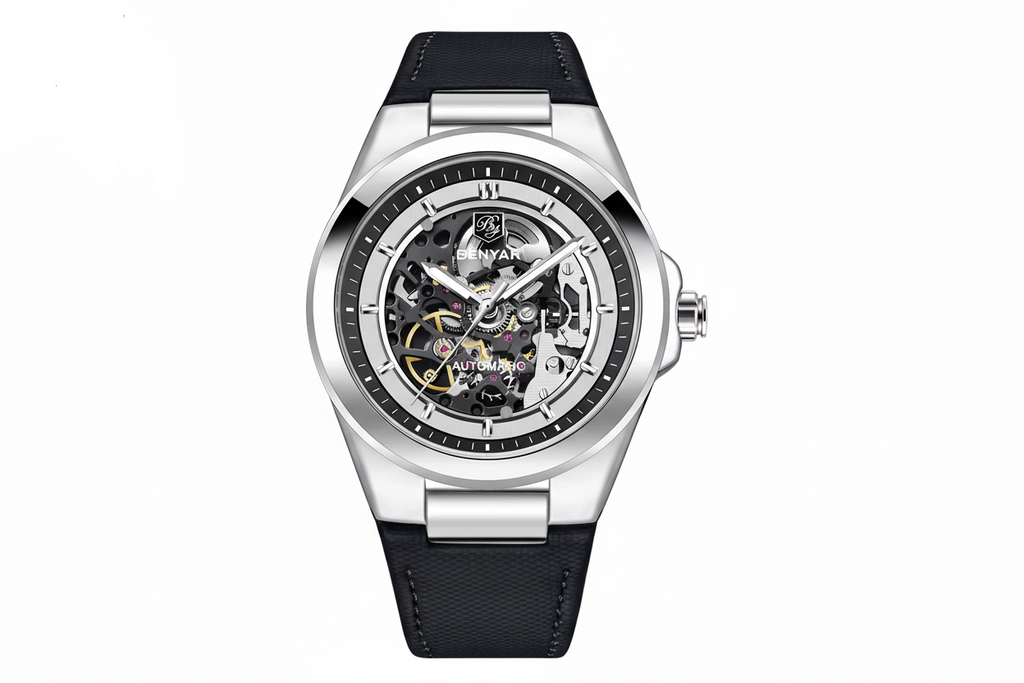 BENYAR BY-5207 42mm Hollow Skeleton Dial Automatic Watch Front View