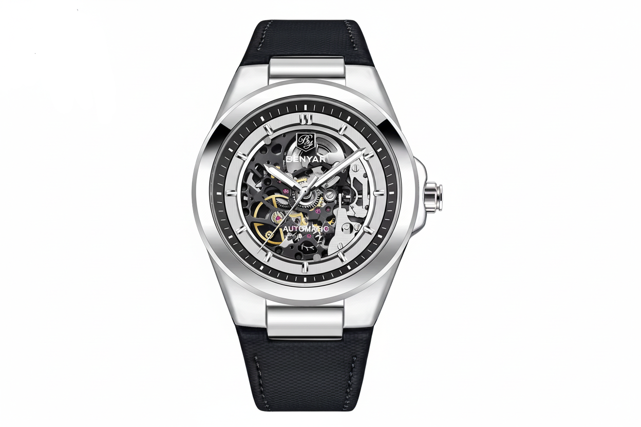BENYAR BY-5207 42mm Hollow Skeleton Dial Automatic Watch Front View