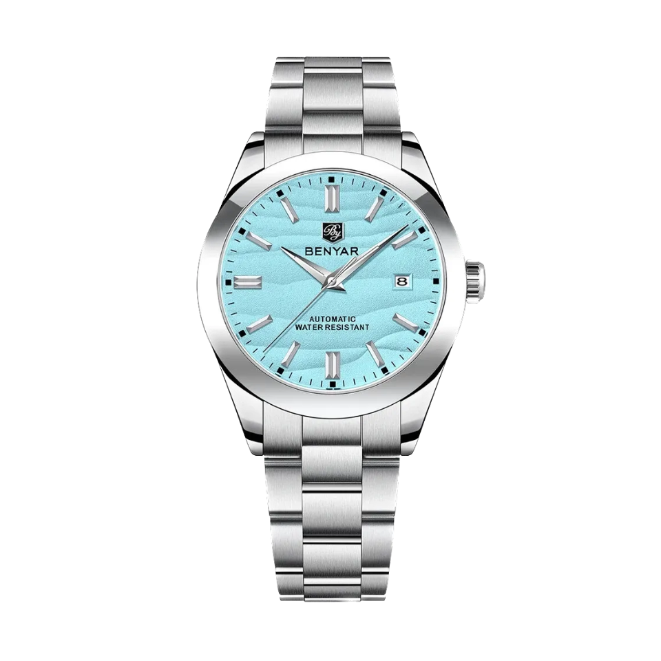 BENYAR BY-5208 40MM Sand Road with sky blue dial, angled view