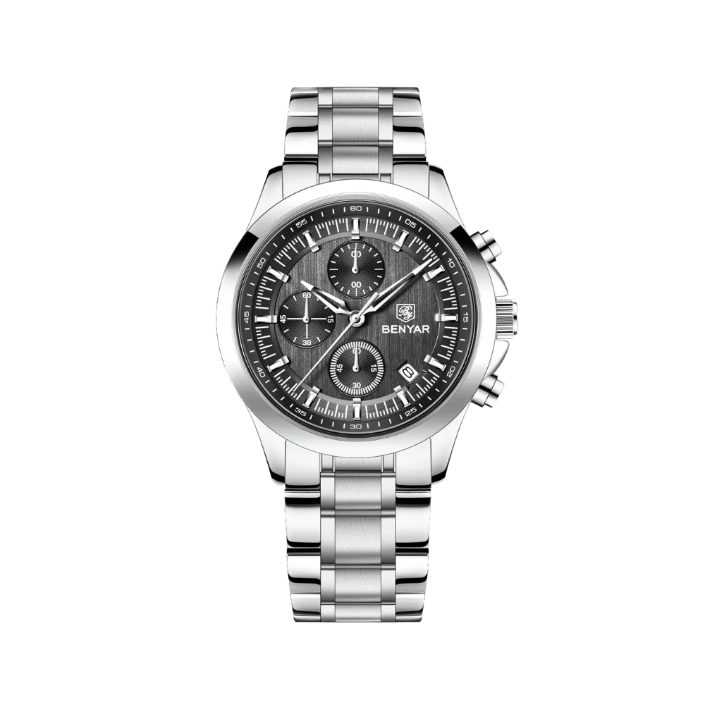 BENYAR BYâ€‘5210 Quartz Chronograph with black dial, side view