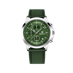 BENYAR BYâ€‘5210 Quartz Chronograph with leather green dial, angled view