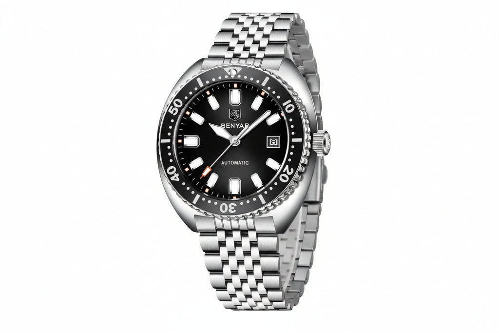 BENYAR BY-5211 42MM Men's Automatic Watch with black dial, caseback view