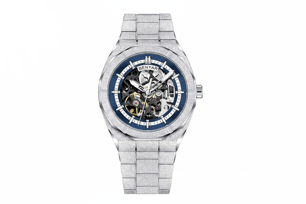 BENYAR BY-5212 3D Hollow Skeleton Automatic Watch Front View