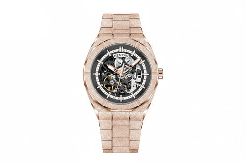 BENYAR BY-5212 Men's 3D Hollow Design Automatic Watch with gold black dial