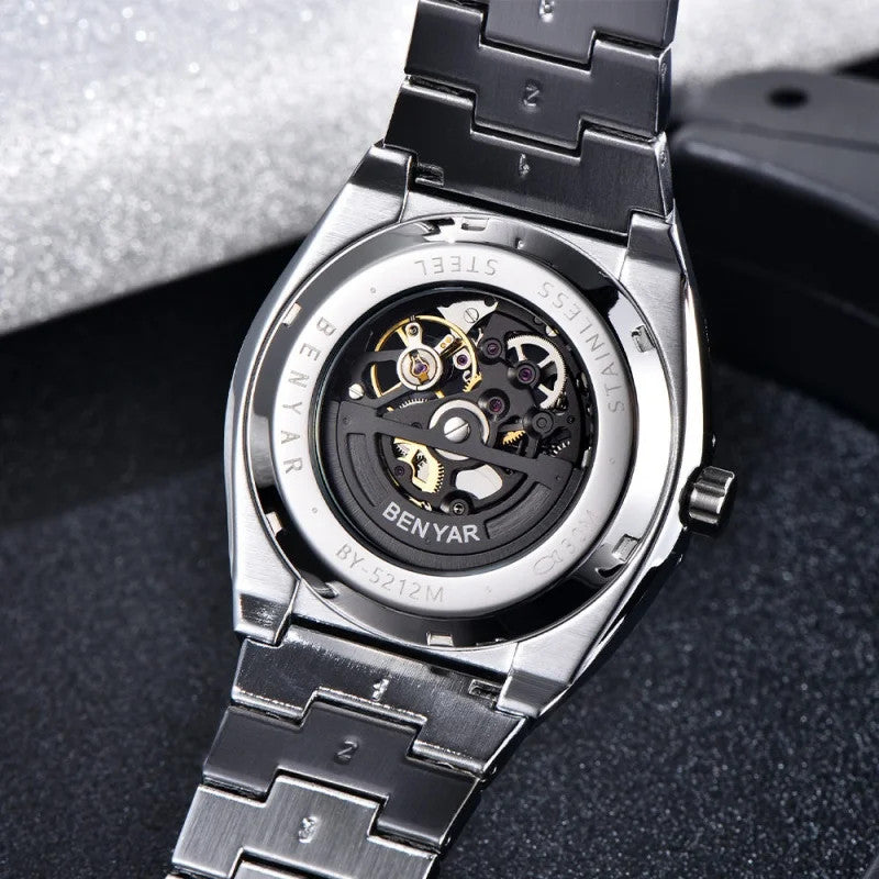 BENYAR BY-5212 Men's 3D Hollow Design Automatic Watch, clasp detail