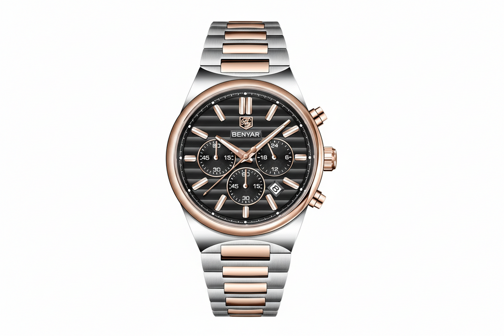 BENYAR BY-5214M Men Watch  Quartz Sports Chronograph with golden black dial