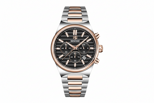 BENYAR BY-5214M Men Watch  Quartz Sports Chronograph with golden black dial