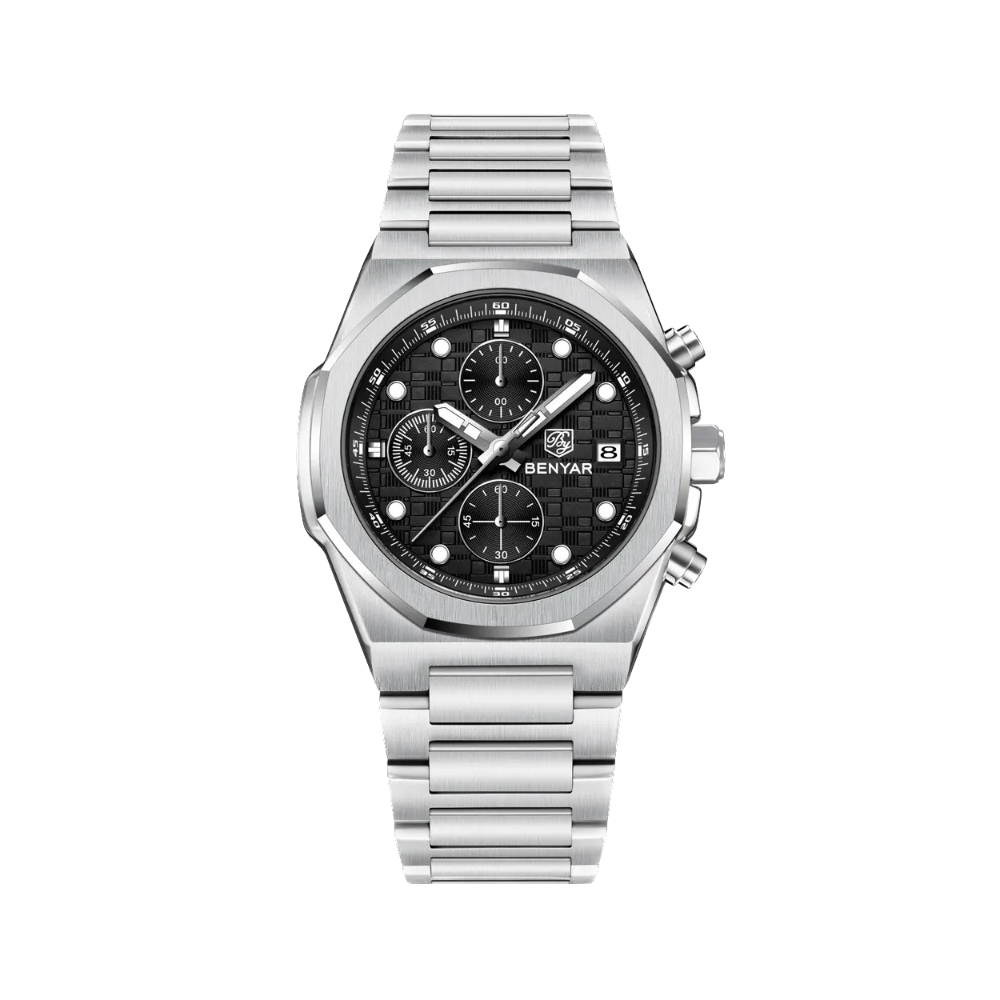BENYAR BYâ€‘5216 Chronograph with black dial, side view
