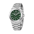 BENYAR BY-5219M automatic sports watch with green textured dial and steel bracelet front view