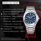 BENYAR BY-5219M automatic watch specifications graphic with dimensions and movement details