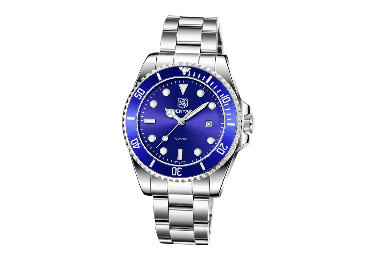 BENYAR BY-5223 Men's Quartz Watch Calendar with blue dial, lifestyle shot