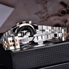 Benyar BY-5225M chronograph watch folding clasp closeup on stainless steel bracelet
