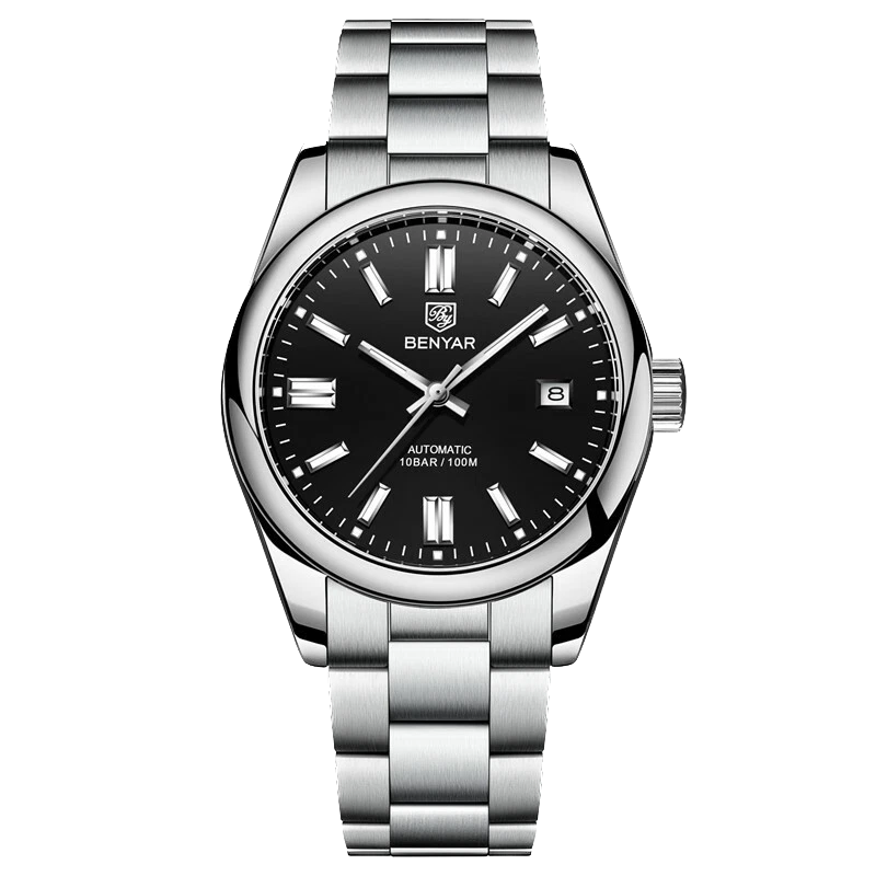 Benyar BY-5185 men's luxury automatic homage diver watch with black dial