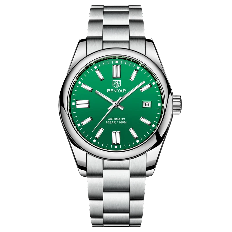 Benyar BY-5185 men's luxury automatic dive watch with green dial