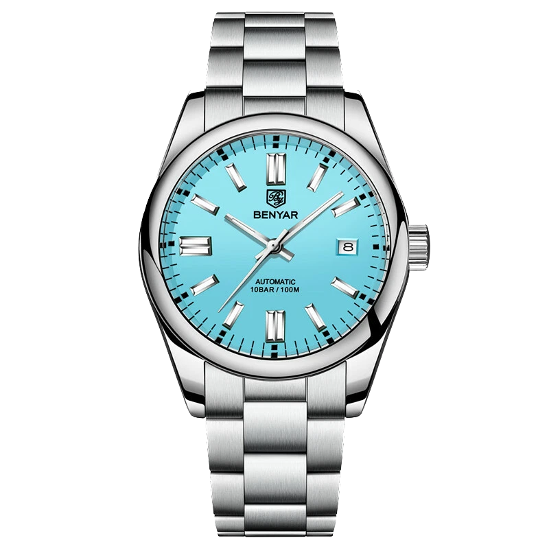 Benyar BY-5185 men's luxury automatic homage diver watch with sky blue dial