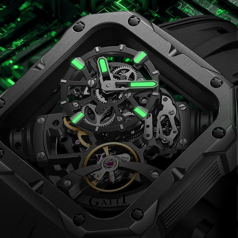 Bonest Gatti BG4001 automatic skeleton luminous watch, view 7 of 8