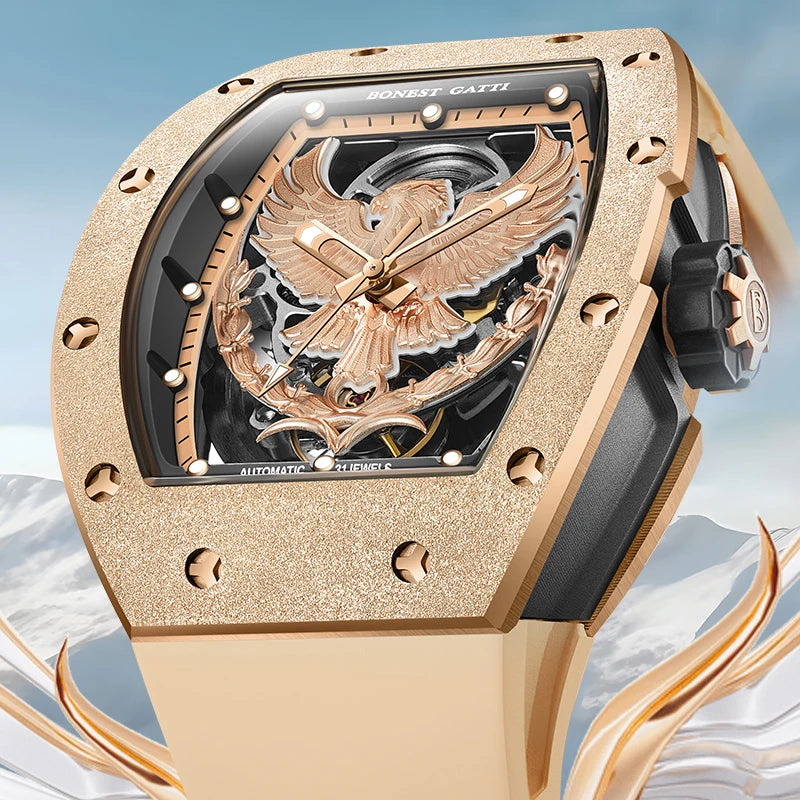 Bonest Gatti BG5002 automatic tonneau luminous watch, view 6 of 8