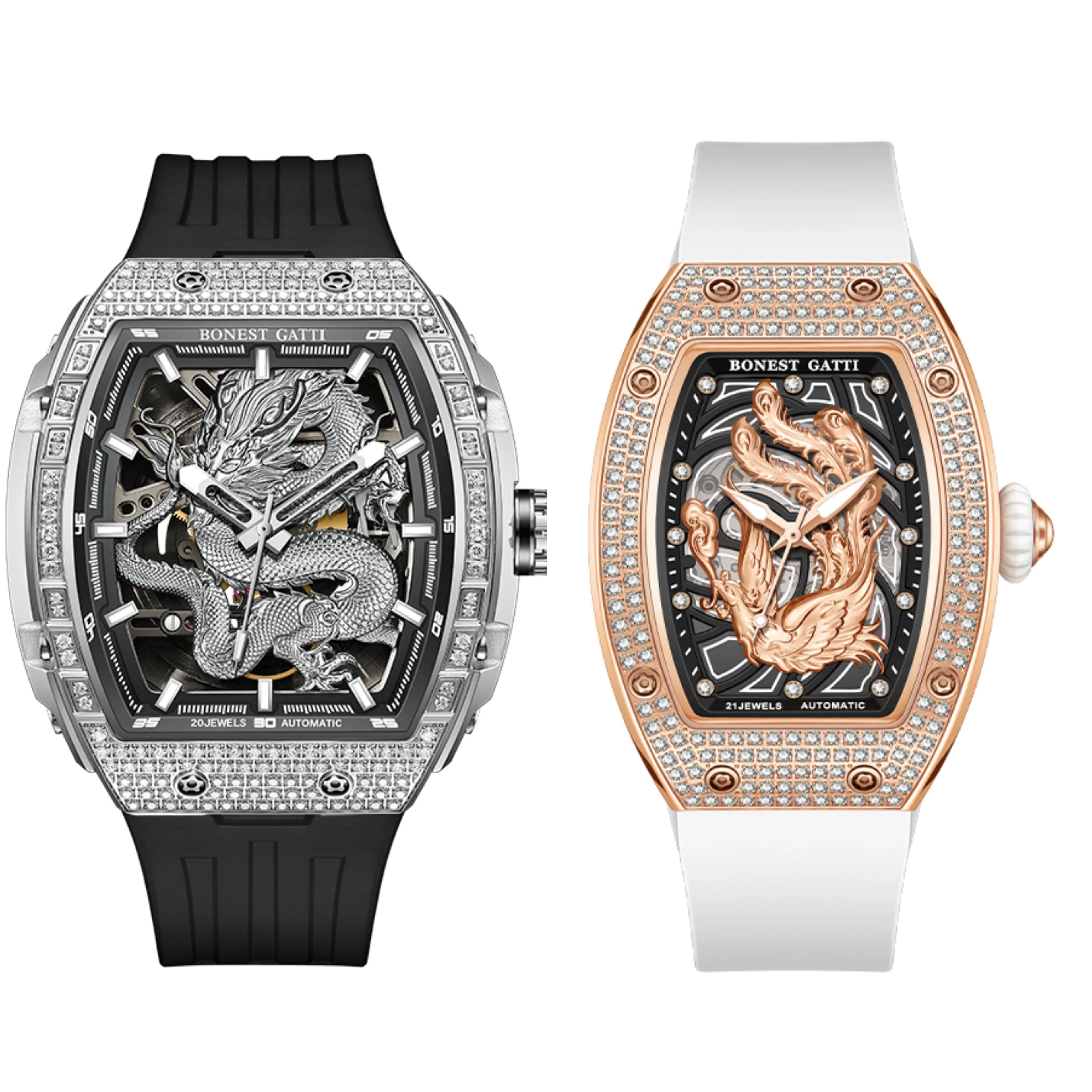 Bonest Gatti BG5605 mechanical tonneau skeleton watch with bg5605a1 bg9910a1 dial